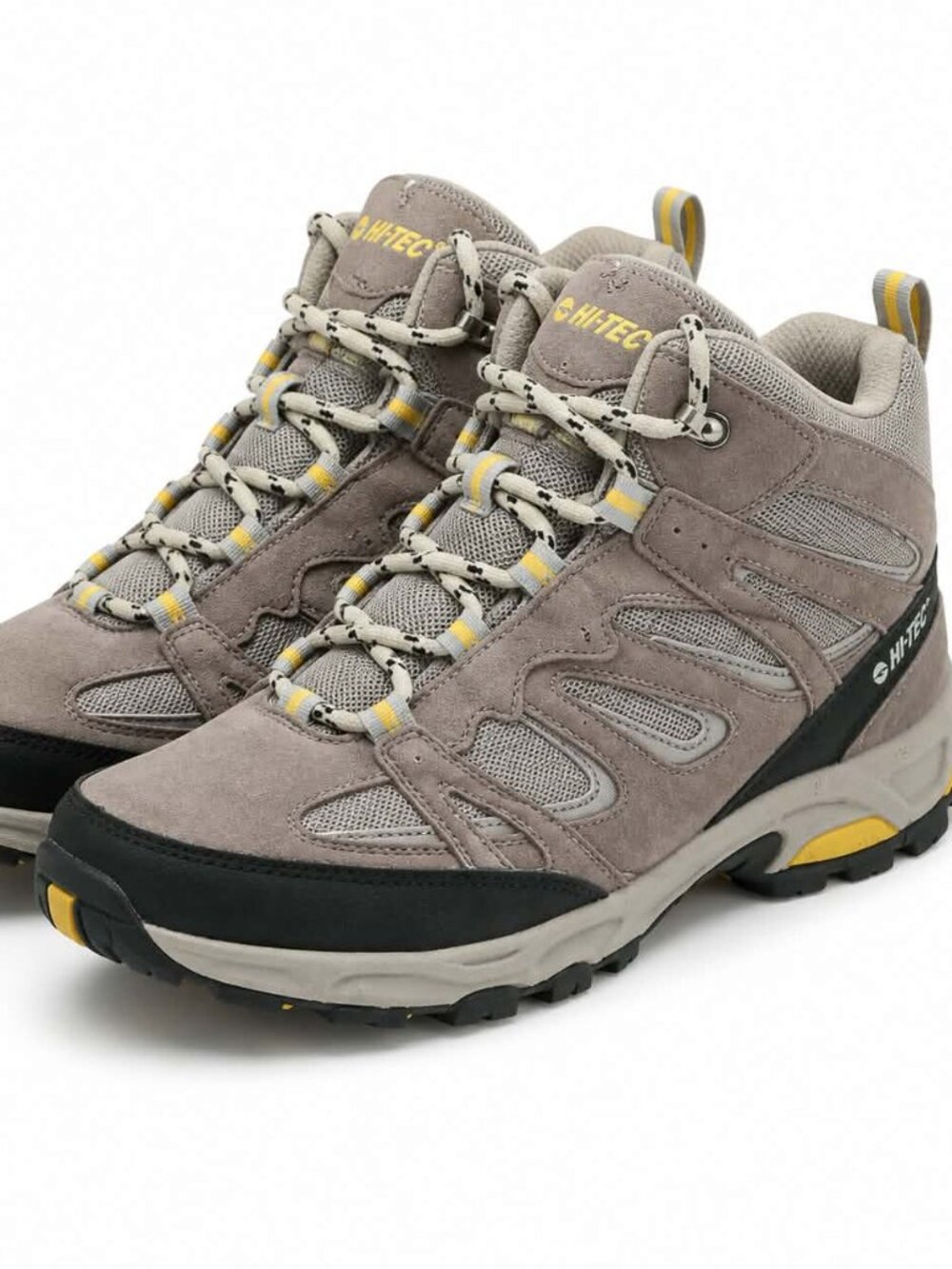 Hi-Tec Fuction sport Mid Women's Suede Hiking Boots Gray Yellow Size 7.